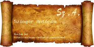 Szinger Antónia névjegykártya